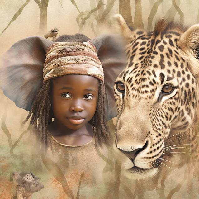 Young girl with leopard
